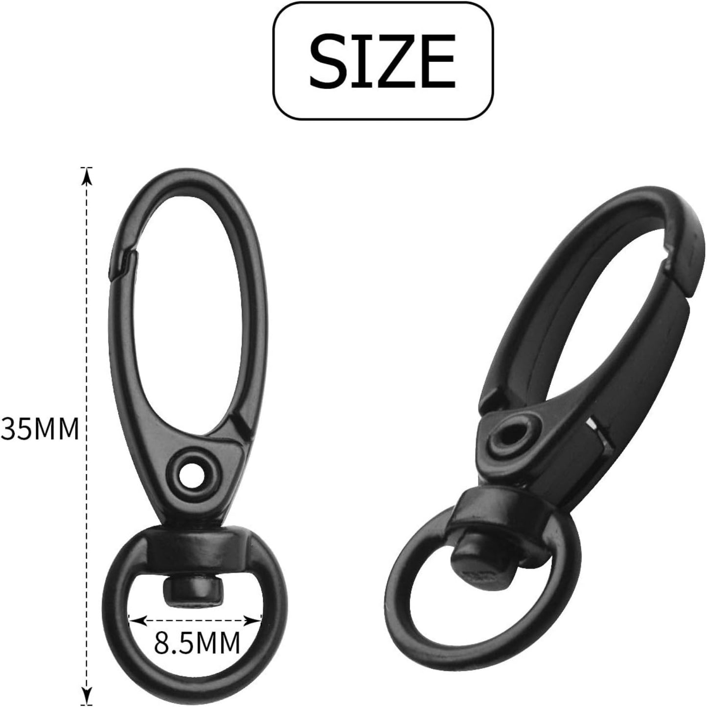 Swivel Clasp Clips,50pcs 35mm Swivel Trigger Clips Metal Keyring Clasps Snap Hooks for Hanging Key Chains Dog Leashes Crafts Decorations,Black