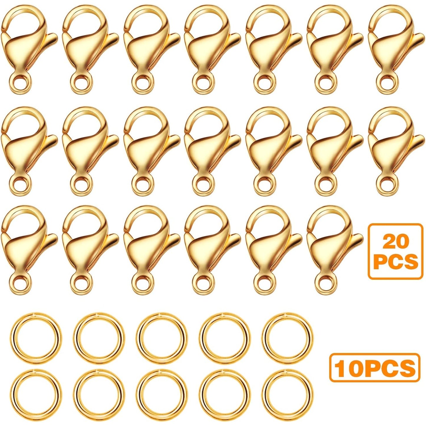 10 Sets Double Lobster Clasp Extender Stainless Steel Lobster Clasp Claw Connectors Bracelet Extension Clasps for DIY Crafts Necklace Jewelry Making Handmade Decoration