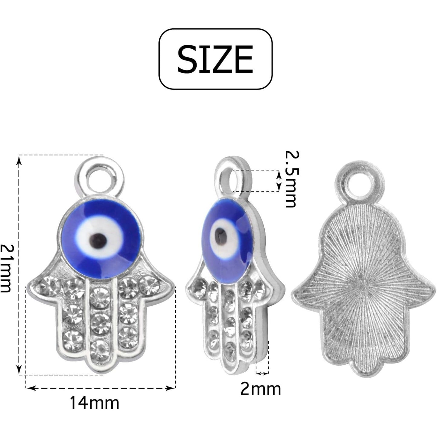Hamsa Hand Beads Frame Charms,30 Pieces of Hamsa Evil Eye Pendant Hand of Fatima Symbol Charms Jewelry Making Findings for DIY Necklace Bracelet(Gold & Silver & Bronze)