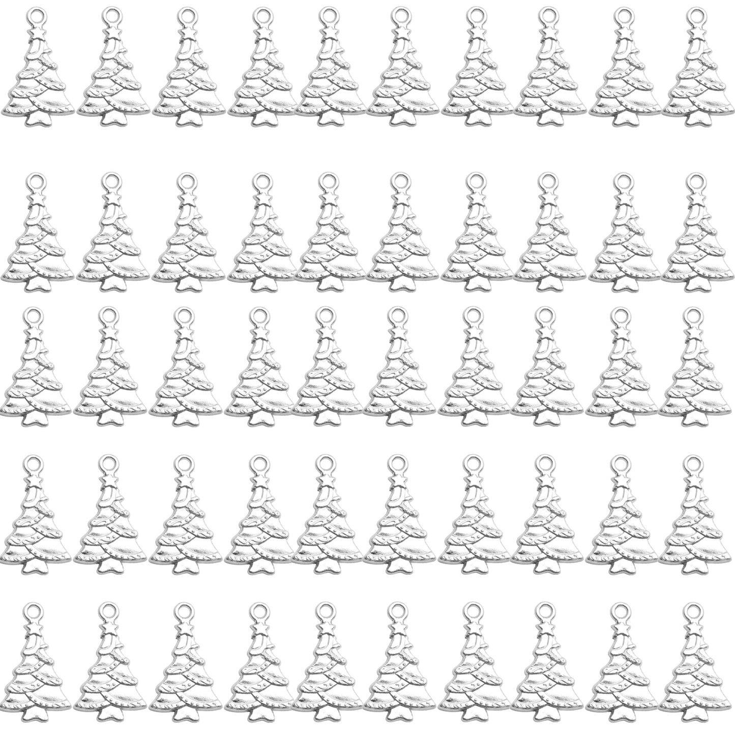 Christmas Tree Charm,50pcs Mixed Charm Collections Antique Christmas Tree Pendant Charms Bulk Jewelry Crafting Supplies for DIY Necklace Bracelet Jewelry Making