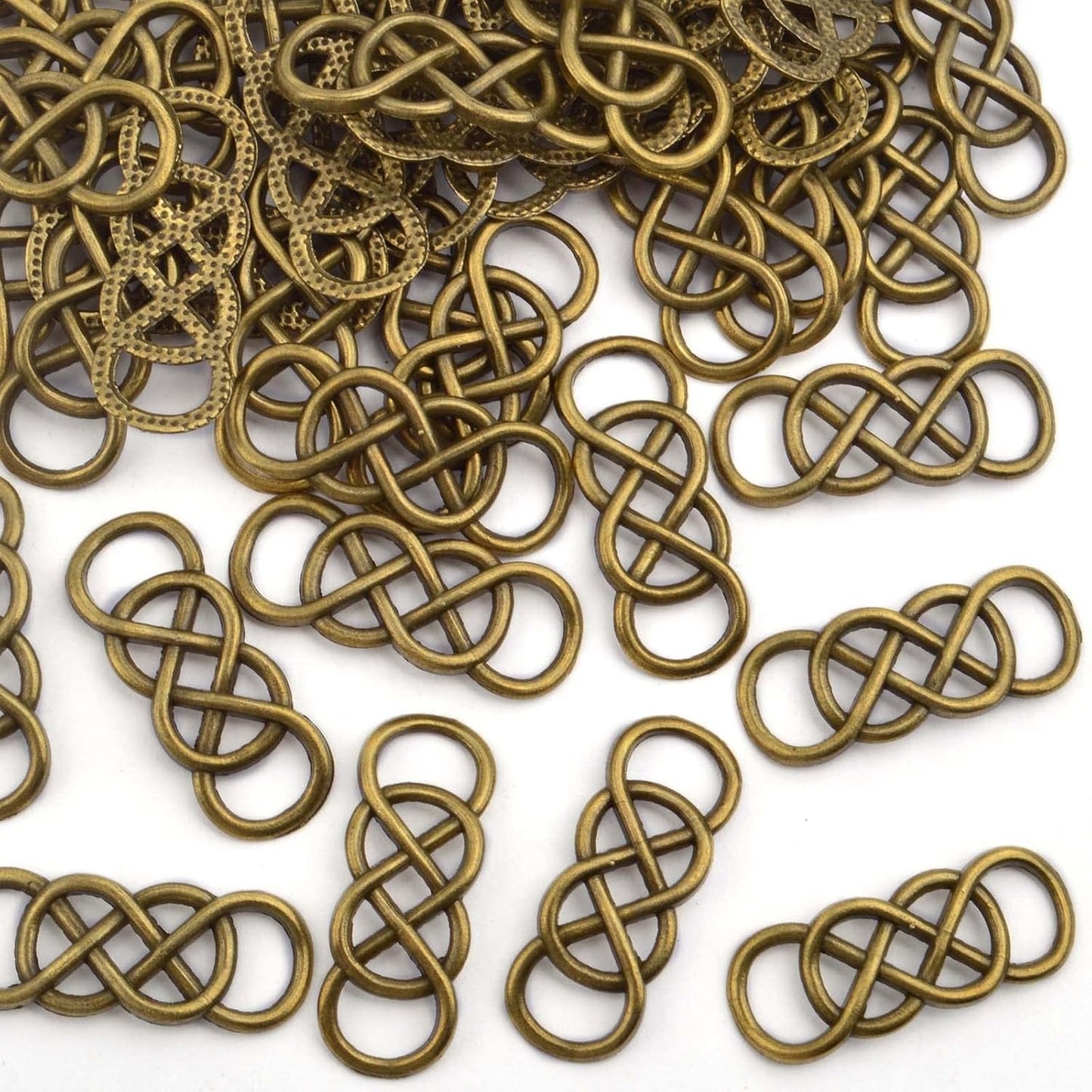 50pcs Double Infinity Symbol Connector Charms Alloy Pendant Charm Connectors for DIY Bracelet Necklace Jewelry Making,32.8mm×12.5mm