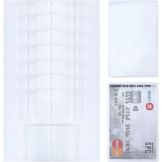 100pcs Transparent PVC Vertical ID Credit Card Sleeves Waterproof Clear New Medicare Card Holder Protector Sleeves for Social Security Insurance Business Bank Debit Cards
