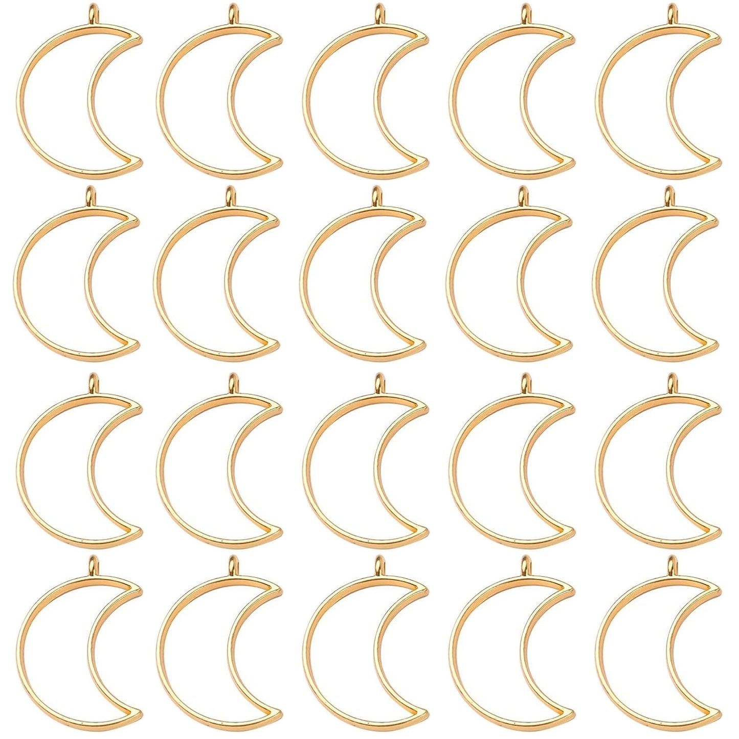 20pcs 4 Colors Moon Open Bezel Pendants Charms Crescent Charms Resin Molds Open Back Pendant Blanks Hollow Frame Pendants for Resin Jewelry DIY Crafts Making