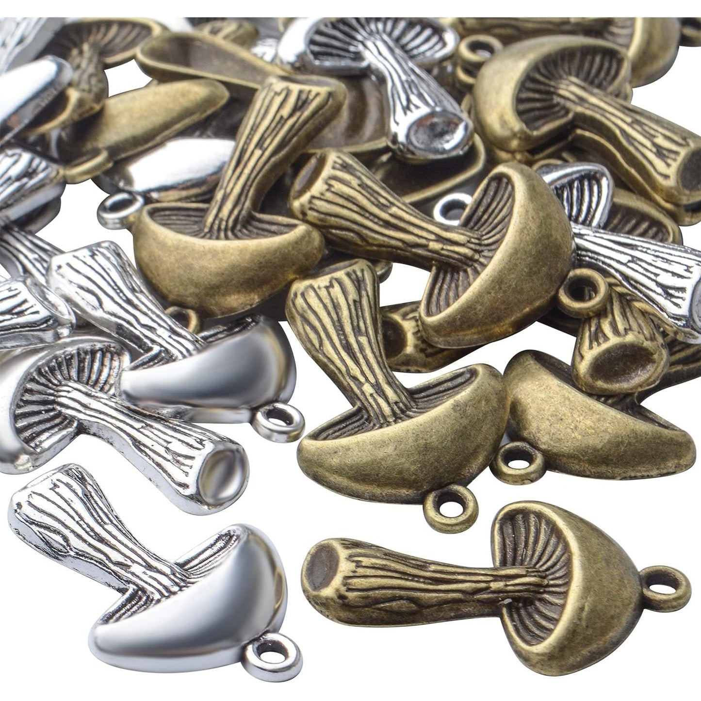 40pcs Mushroom Charms Pendants Alloy Mushroom Beads Charms for Crafting Jewelry DIY Necklace Bracelet Findings Making Accessory,29mm×18.2mm