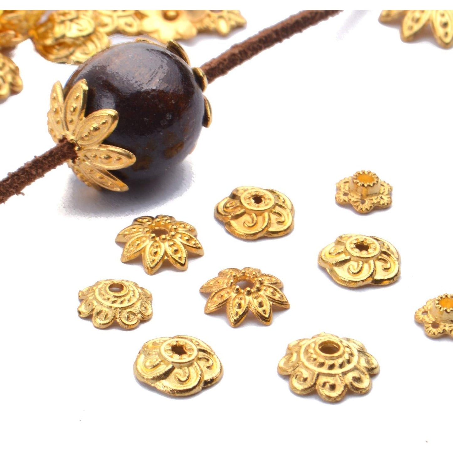 100 Gram(About 250-350pcs) Bead Caps Metal Spacers Jewelry Findings Accessories for Bracelet Necklace Jewelry Making,Gold