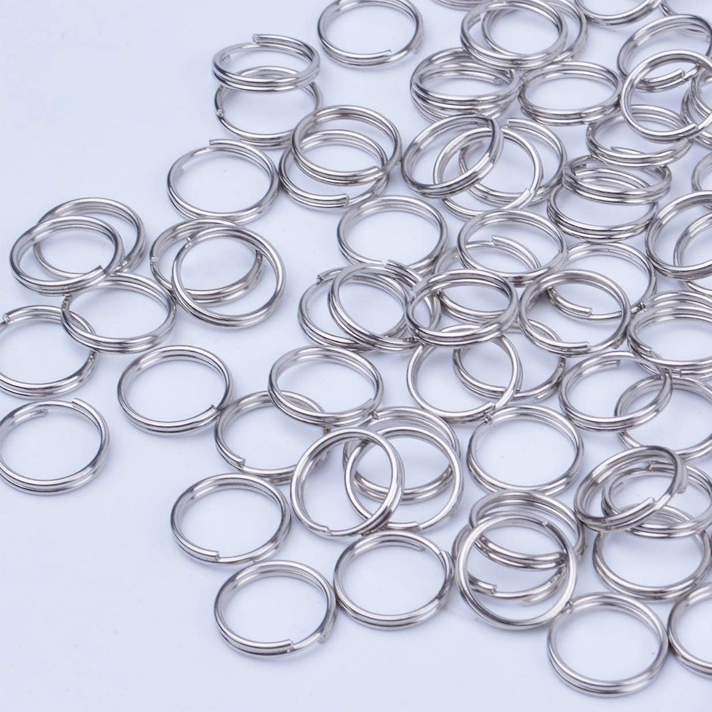 BronaGrand 200 Pieces Small Key Chain Rings Split Ring Key Chains for Keys Organization,10mm Diameter (Silver)