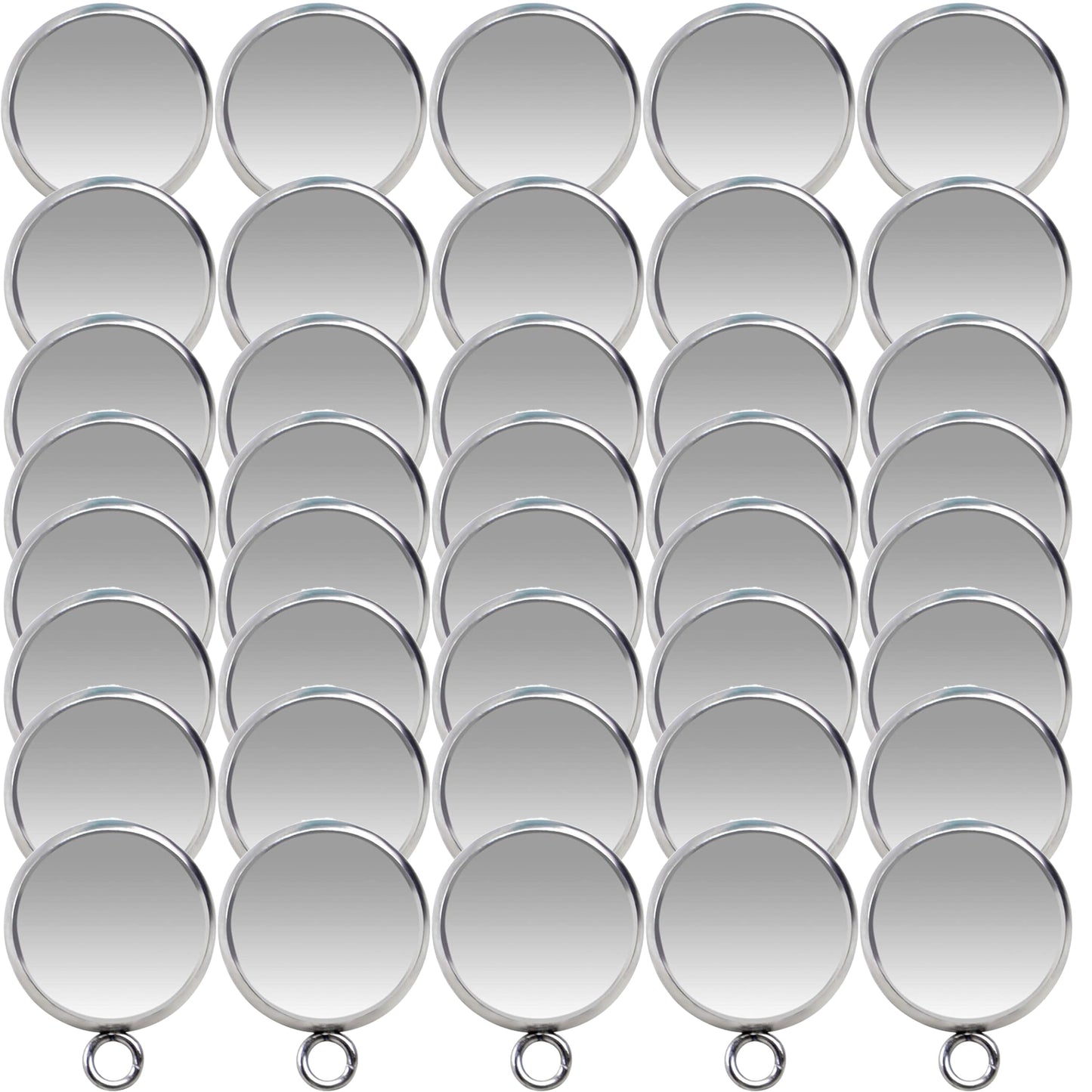 40 Pieces Stainless Steel Cabochon Blank Earring Studs Earring Tray and 40 Pieces Silicone Clear Earring Back for Earring Making,6mm,8mm,10mm,12mm