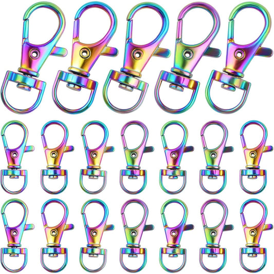 20 Pieces Swivel Clasps Lanyard Snap Hooks Alloy Lobster Clasp Trigger Clips Keychain Rings Accessories for DIY Handbag Purse Hardware Handmade Craft Projects, Rainbow Color
