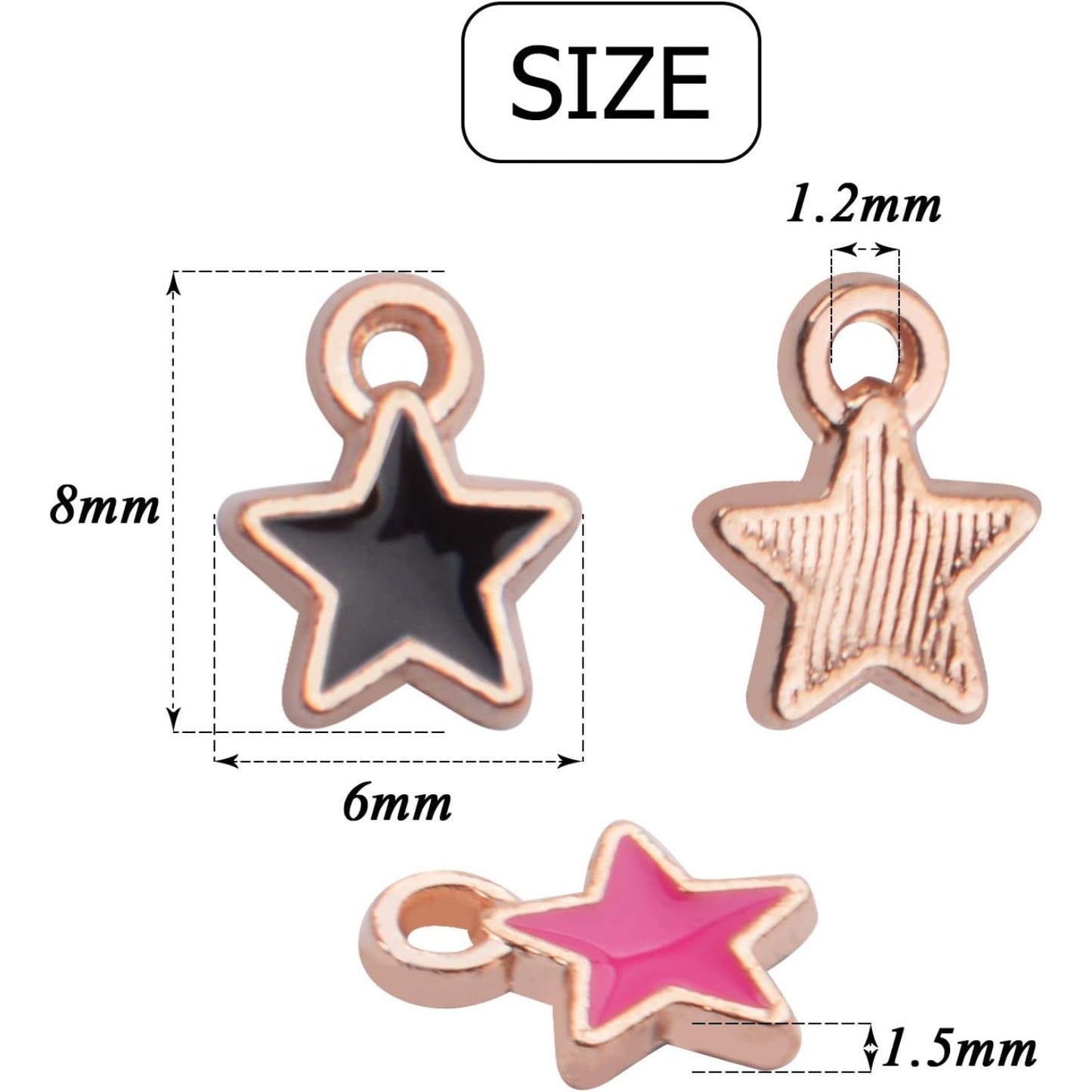 100pcs Gold Plated Enamel Star Charms Mini Stars Pendants Mixed Color Star Charms for Jewelry Making Arts Crafting,9 Colors,6 * 8mm