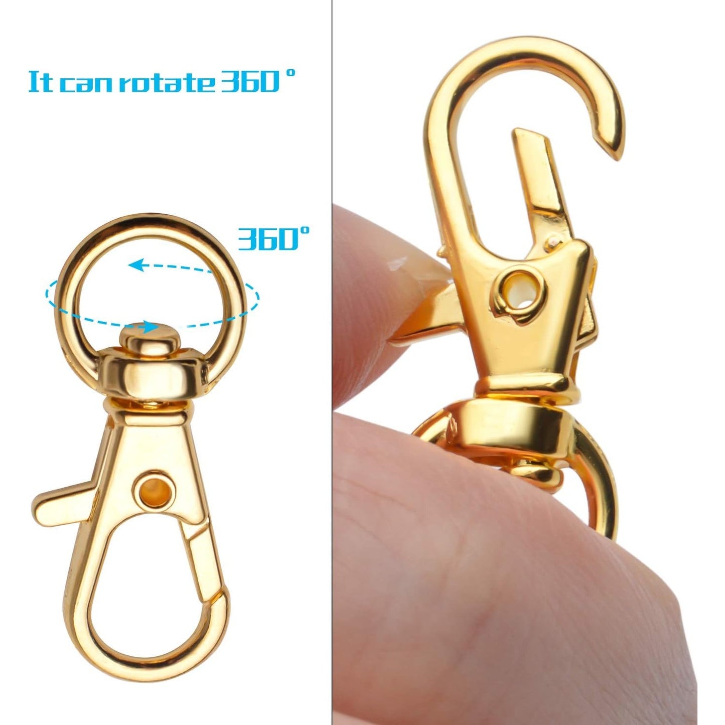 100PCS Swivel Snap Lobster Clasps Keychain Hooks 20 Pieces with Key Rings 40 Pieces and D Rings 40pcs for Bags, Lanyard Craft Making