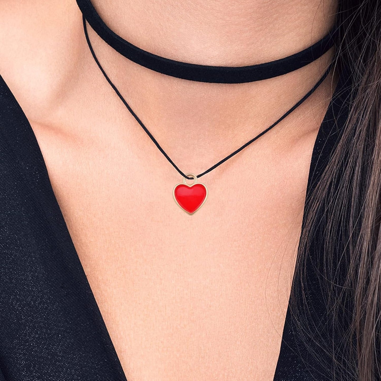 50pcs Enamel Red Heart Shaped Charms Alloy Love Heart Dangle Pendants Valentine’s Day Hanging Ornaments for DIY Bracelet Necklace Earrings Jewelry Making Decor