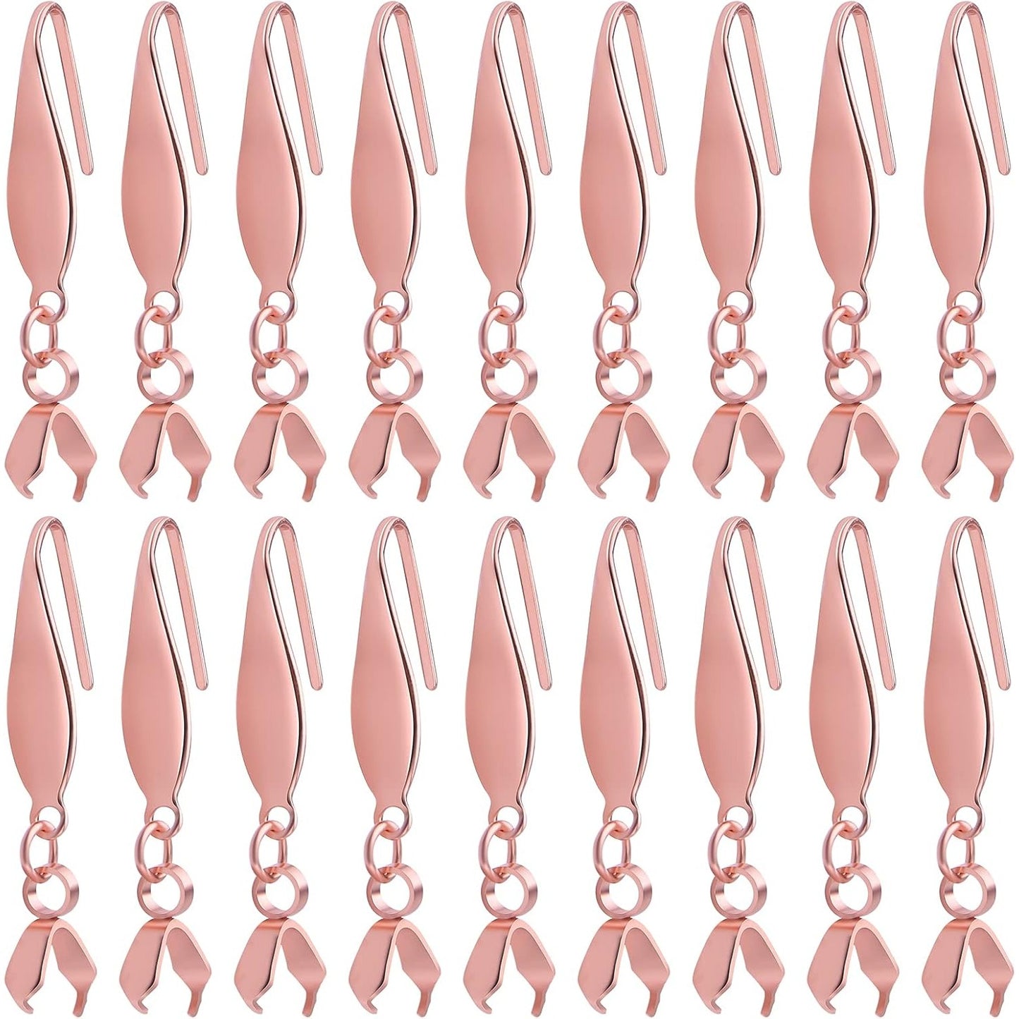 Stainless Steel Earring Hooks, 30pcs Pendant Clasp Earring Hooks Ear Wire Buckle Fish Hooks Dangle Earrings Connectors for Women Girls DIY Jewelry Making Supplies, Rose Gold