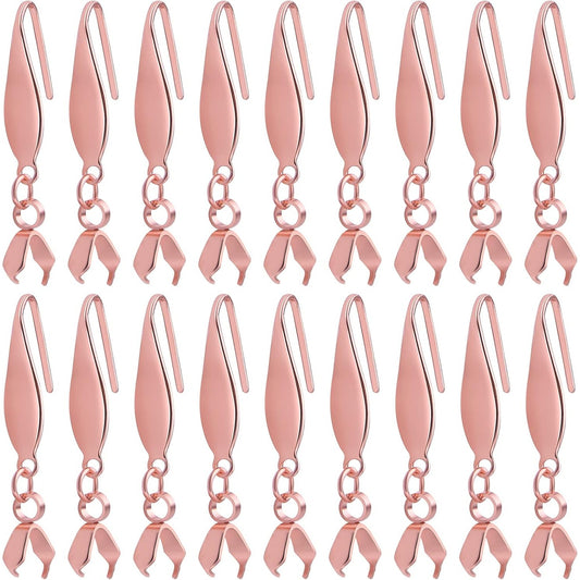 Stainless Steel Earring Hooks, 30pcs Pendant Clasp Earring Hooks Ear Wire Buckle Fish Hooks Dangle Earrings Connectors for Women Girls DIY Jewelry Making Supplies, Rose Gold