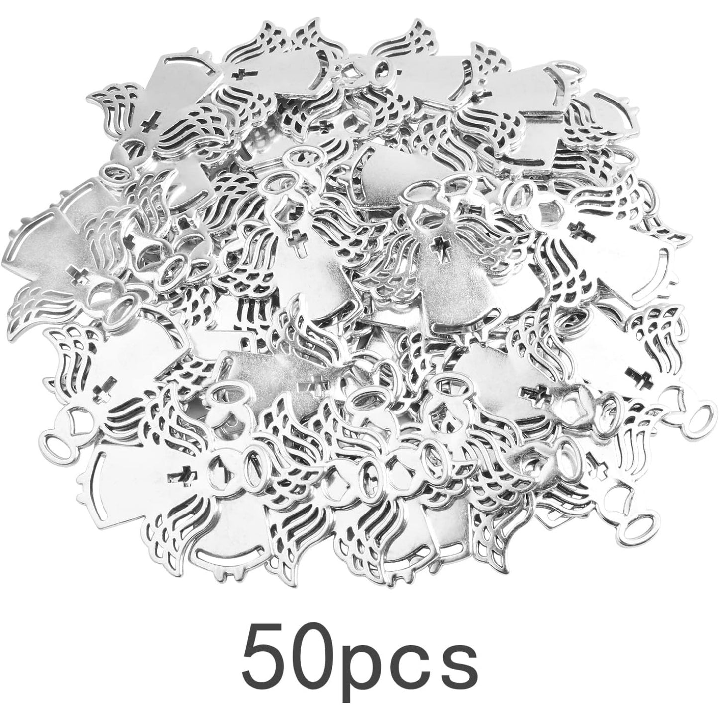 50 Pieces Antique Silver Angel Wing Pendant Charms Vintage Alloy Double Sided Guardian Fairy Wing Pendants for DIY Bracelet Necklace Jewelry Making Supplies