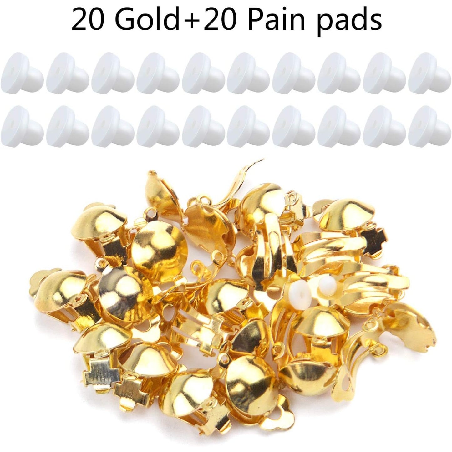 20 Pieces Clip On Earring Converter Non-Pierced Earrings Components with Loop and 20 Pieces Earring Cushions for Earring Making,Sliver and Gold