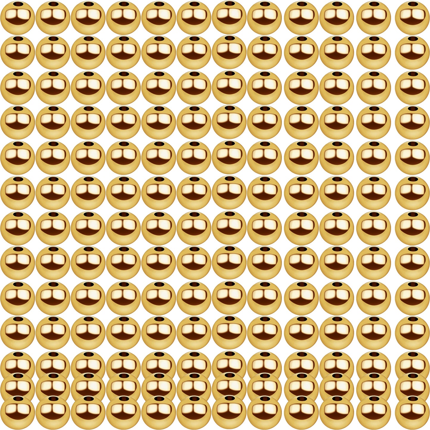 250pcs Golden Plated Smooth Round Ball Spacer Beads Brass Rondelle Loose Beads with A Plastic Box for DIY Bracelet Necklace Earrings Jewelry Making, 5 Sizes