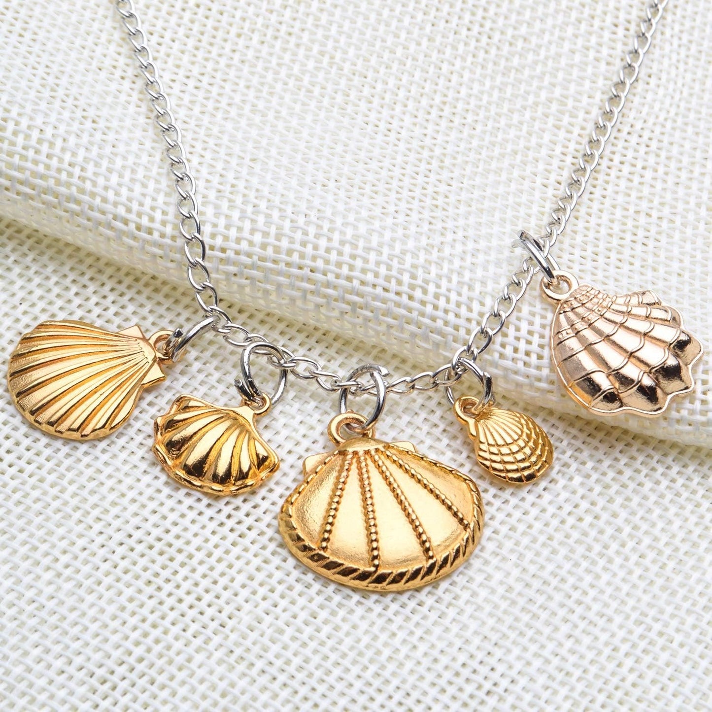 Seashell Charms, 100 Gram Gold Shell Ocean Theme Pendants - Conch, Scallops, Mussel, Marine Life, Sea Animals Dangle Charms for Jewelry Making, Necklace, Bracelet Crafting