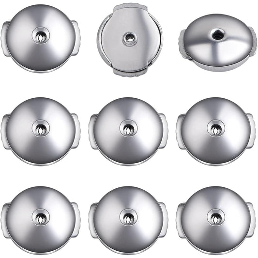 10pcs Stainless Steel Spring Locking Earring Backs Hypoallergenic Round Saucer Shape Secure Earring Backs Stoppers Replacements for DIY Stud Earrings Notched Posts