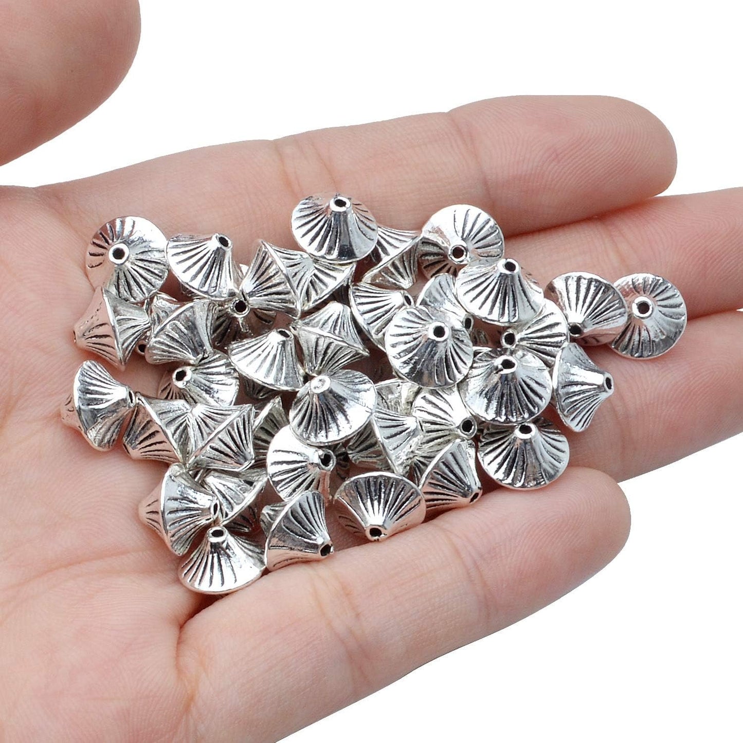 50pcs Antique Silver Bicone Spacer Beads Tibetan Spacers European Beads Jewelry Spacer Charms with A Box for Bracelet Necklace Jewelry Making Findings Accessories