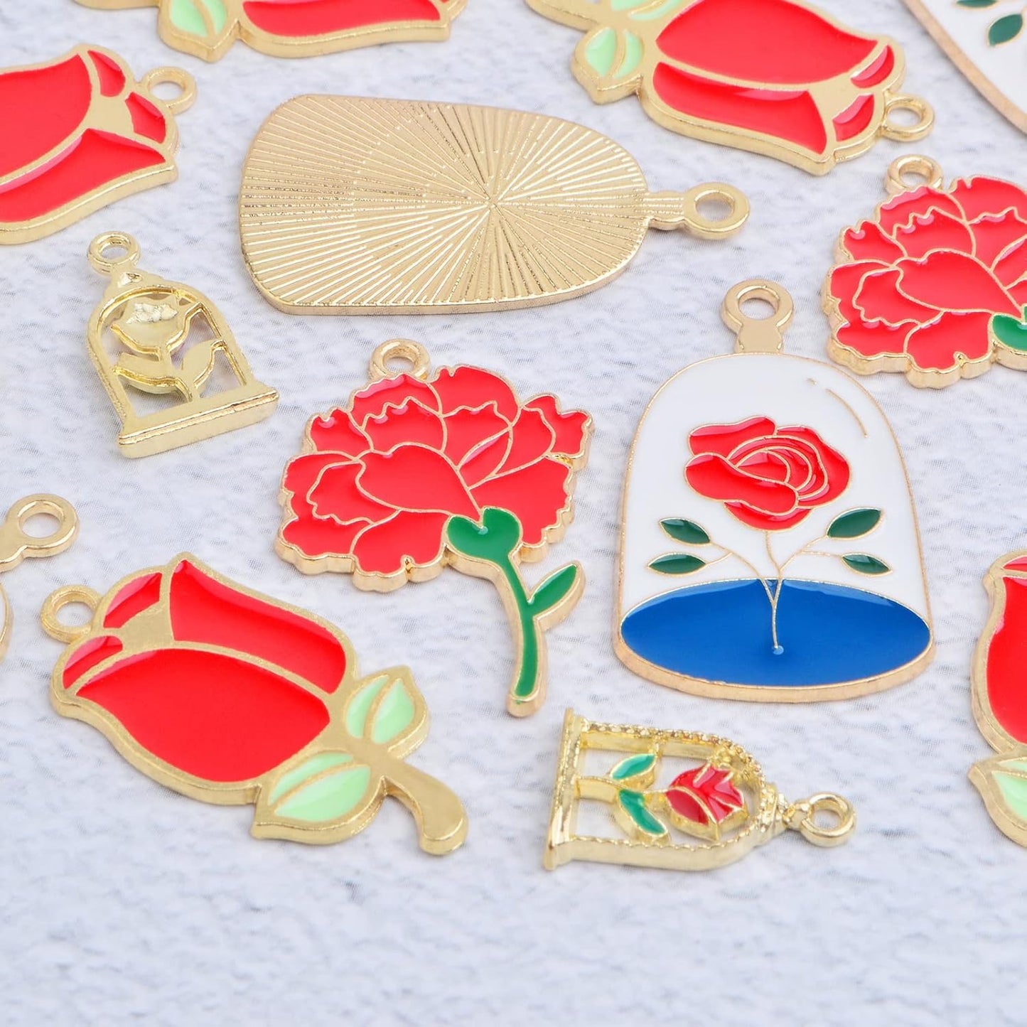20pcs Enamel Rose Flower Charms Alloy Roseflower Shape Pendants Valentine's Day Rose Theme Charms Accessories for DIY Necklace Earrings Jewelry Making Women, 4 Styles