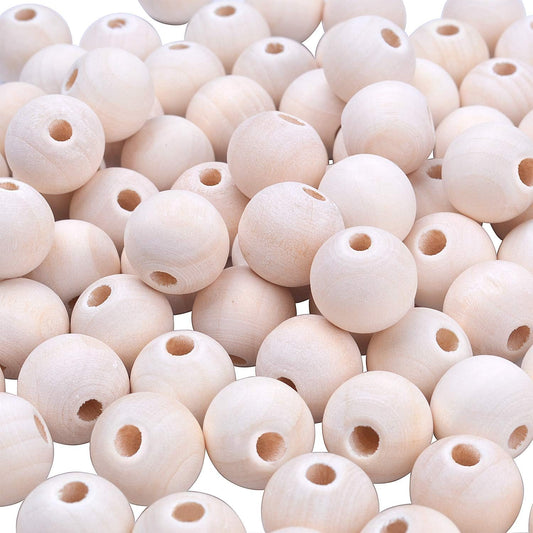 100pcs 14mm Natural Color Round Ball Wood Spacer Beads Jewelry Findings Charms