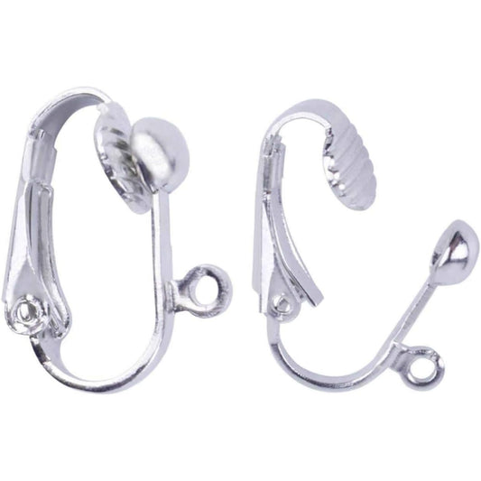 BronaGrand 20pcs Clip-on Earring Converter with Easy Open Loop (Silver)