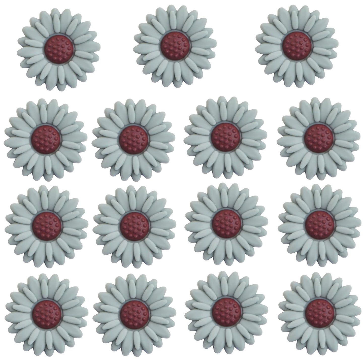 15pcs Daisy Flower Silicone Beads Colorful Soft Silicone Sunflower Spacer Beads Flower Shape Loose Beads Craft Accessories for DIY Necklace Bracelet Keychains Jewelry Making