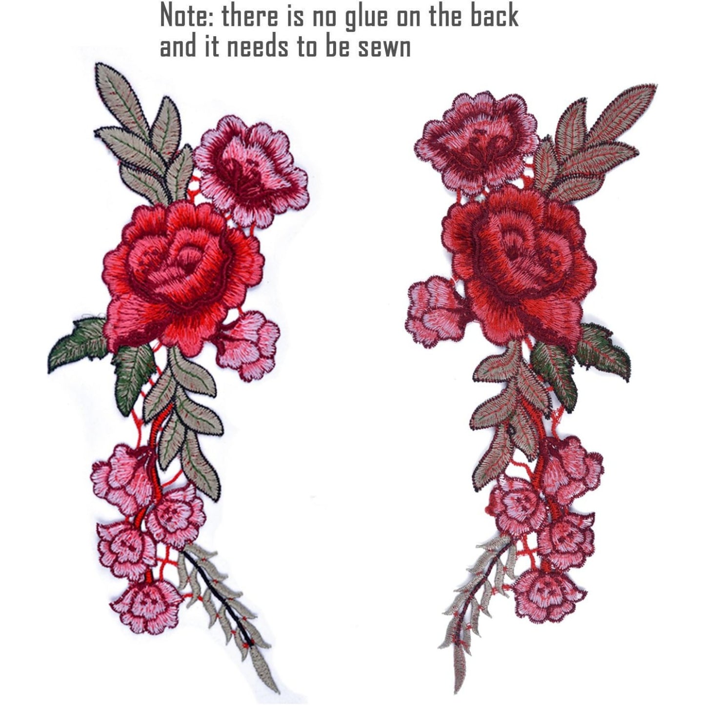 10 Pieces 5 Pairs Embroidered Patches Rose Flower Sew on Patch Applique for DIY Clothing, Jeans,Sewing