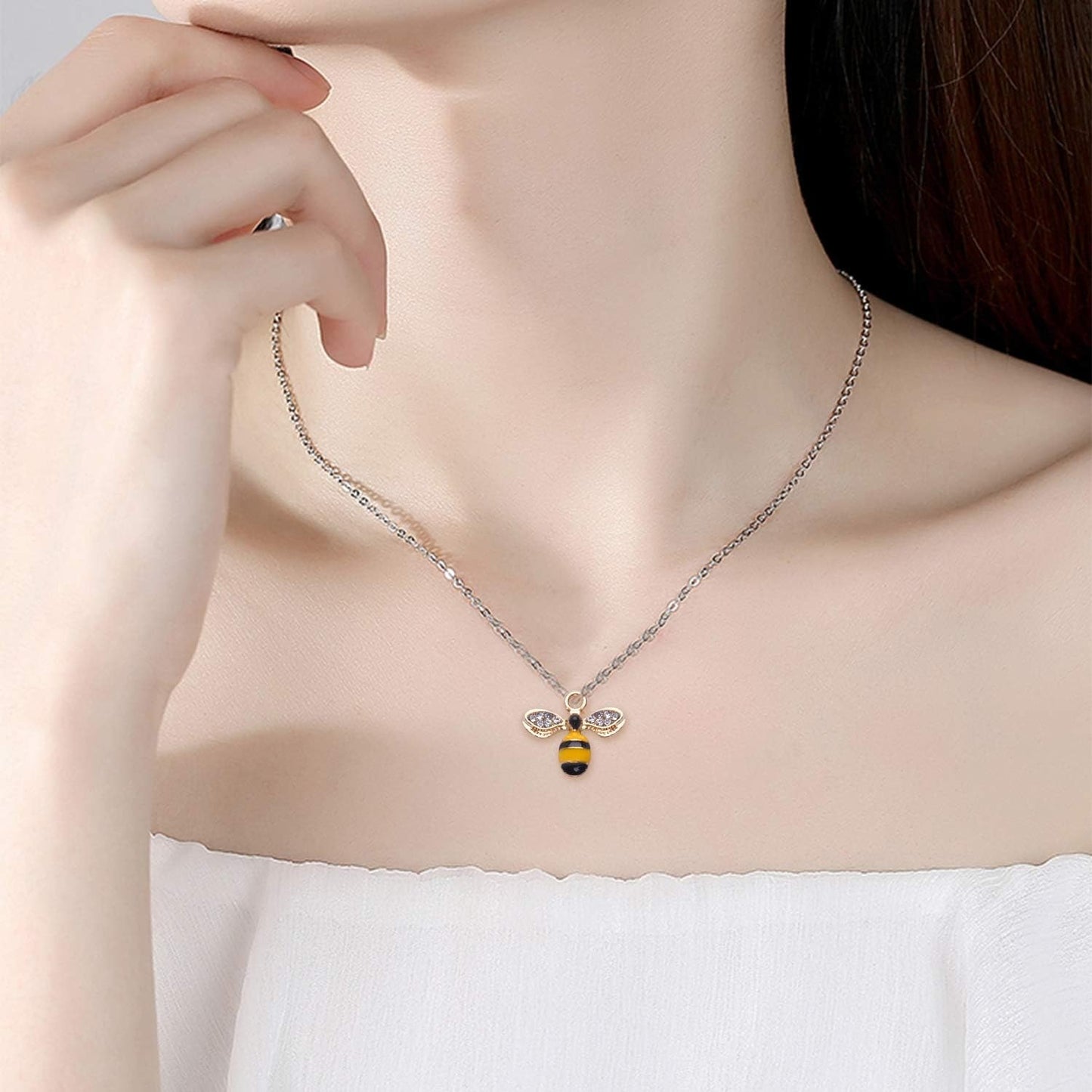 20pcs Enamel Yellow Bee Charms Rhinestone Honey Bee Pendant Charms Crafts Supplies for Jelwery Bracelet Making,Gold