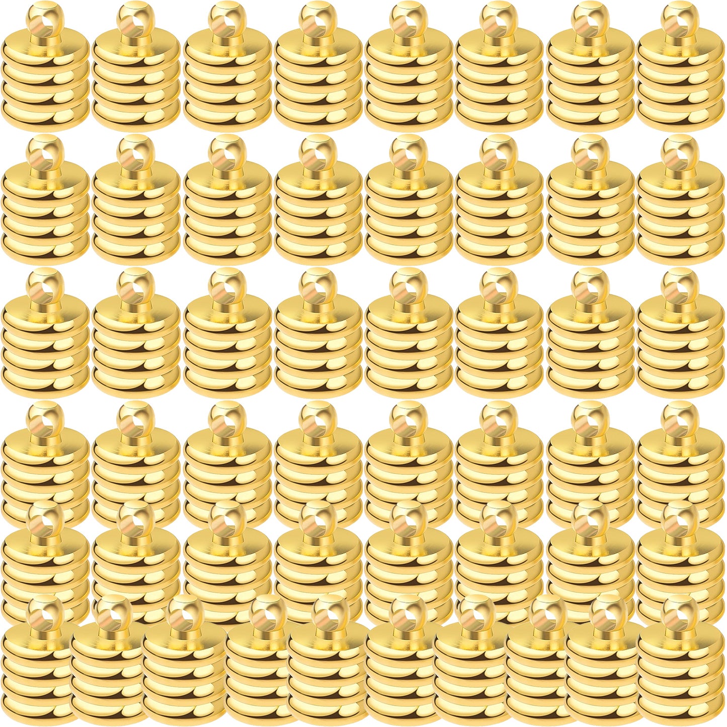 50pcs Brass Cord End Caps Glue-in Barrel End Caps Fasteners Necklace Cord Tassel Leather Cord Ends Terminators Clasps for DIY Bracelet Crafts Jewelry Making, Golden, Silver