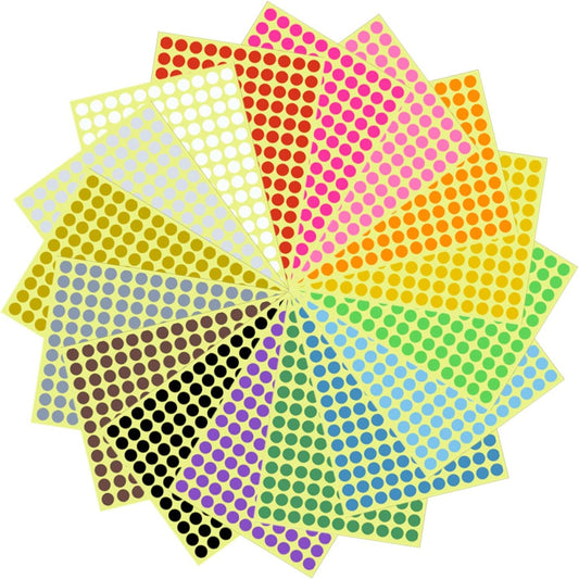 BronaGrand 16 Sheets 3/8 Inch Round Dot Stickers Color Coding Labels