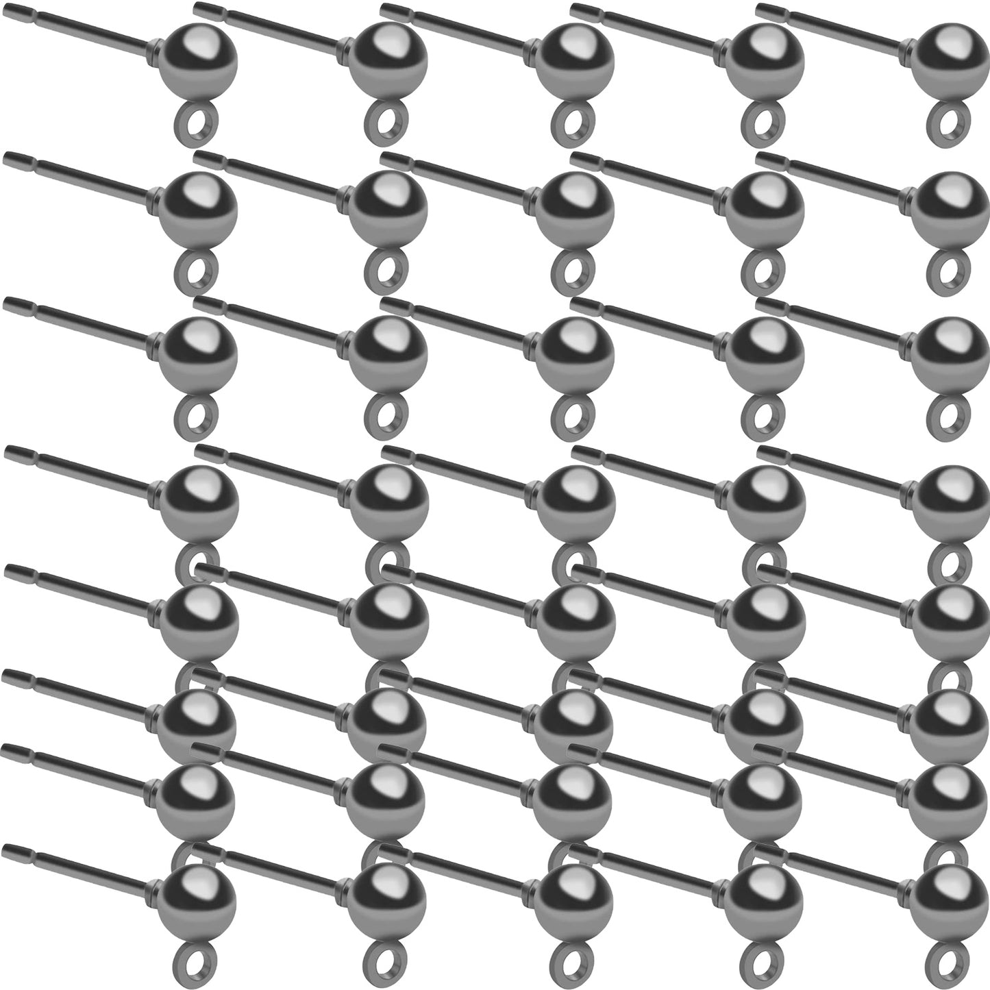 Ball Post Earrings with Loop, 40pcs 4mm Hypoallergenic Stainless Steel & Silicone Earring Studs & Backs, 4 Colors