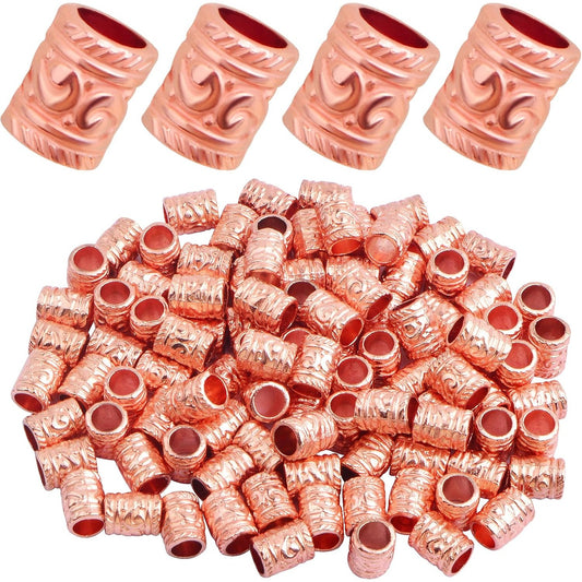 100pcs Alloy Column Spacer Beads European Large Hole(5 mm) Tube Barrel Loose Beads Bulk Metal Spacers Craft Supplies for DIY Bracelet Necklace Earrings Jewelry Making, Rose Golden