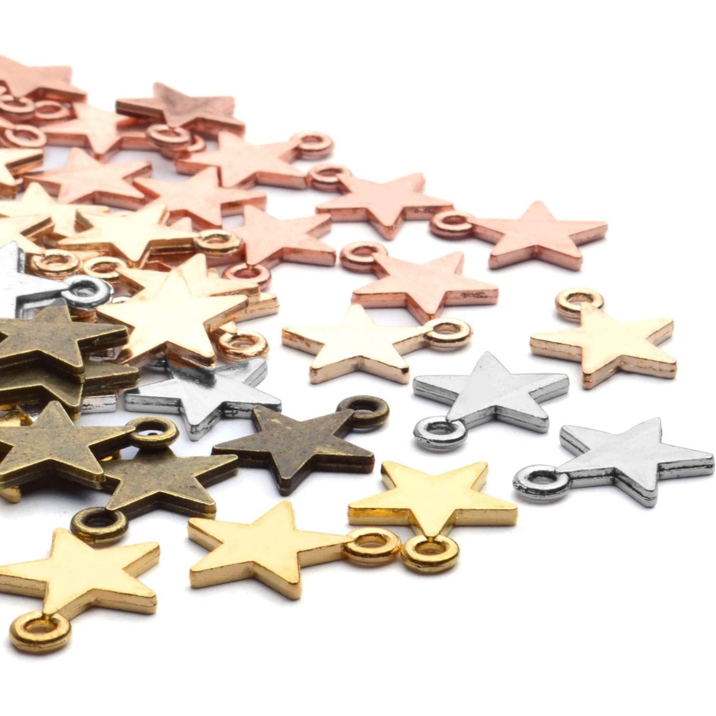 100pcs 16mm Alloy Star Charms Tibetan European Star Shape Charm Jewelry Charms Star Pendant for Necklace Bracelet Crafts Jewelry Making, 5 colors