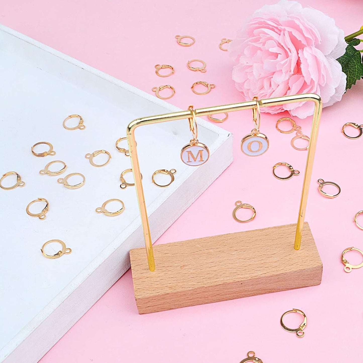 Hypoallergenic Earring Hooks, 120 Pieces Brass Lever Back Earring Round French Hook Ear Wire with Open Loop for Earring Designs Jewelry Making - 4 Colors