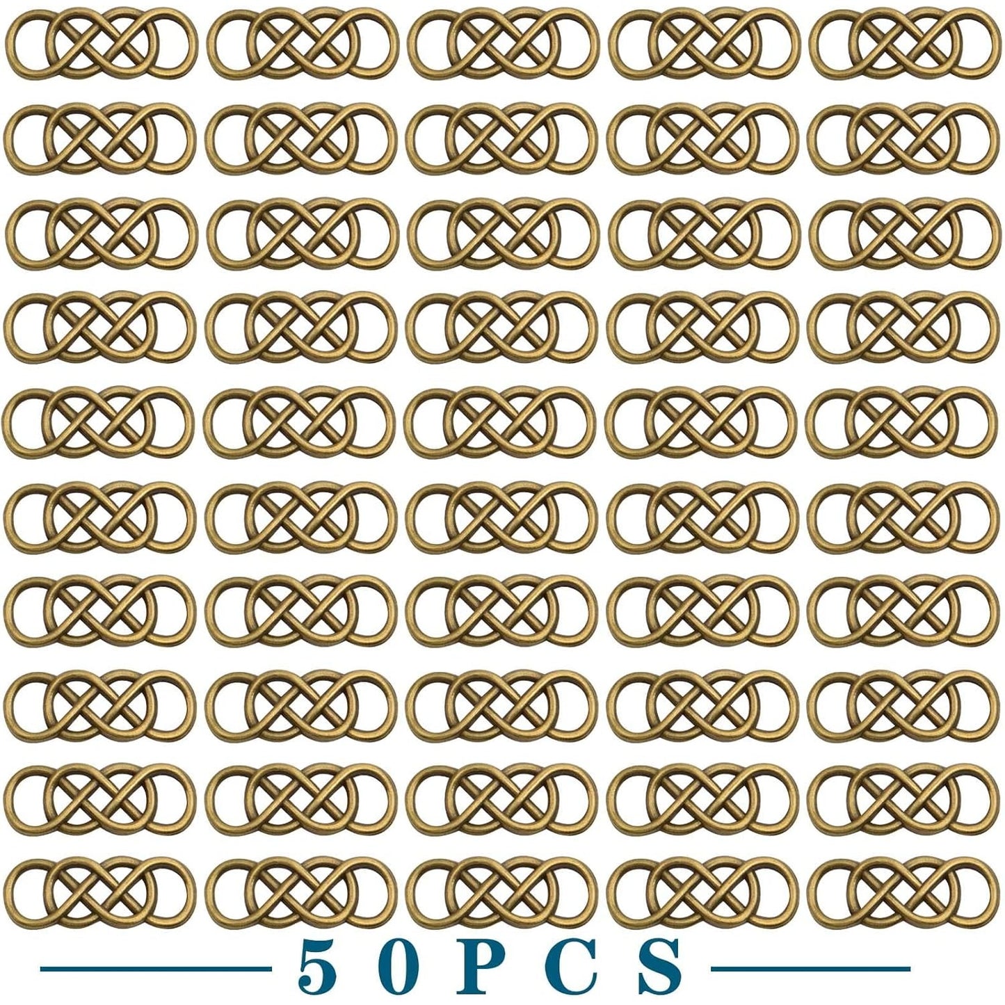 50pcs Double Infinity Symbol Connector Charms Alloy Pendant Charm Connectors for DIY Bracelet Necklace Jewelry Making,32.8mm×12.5mm