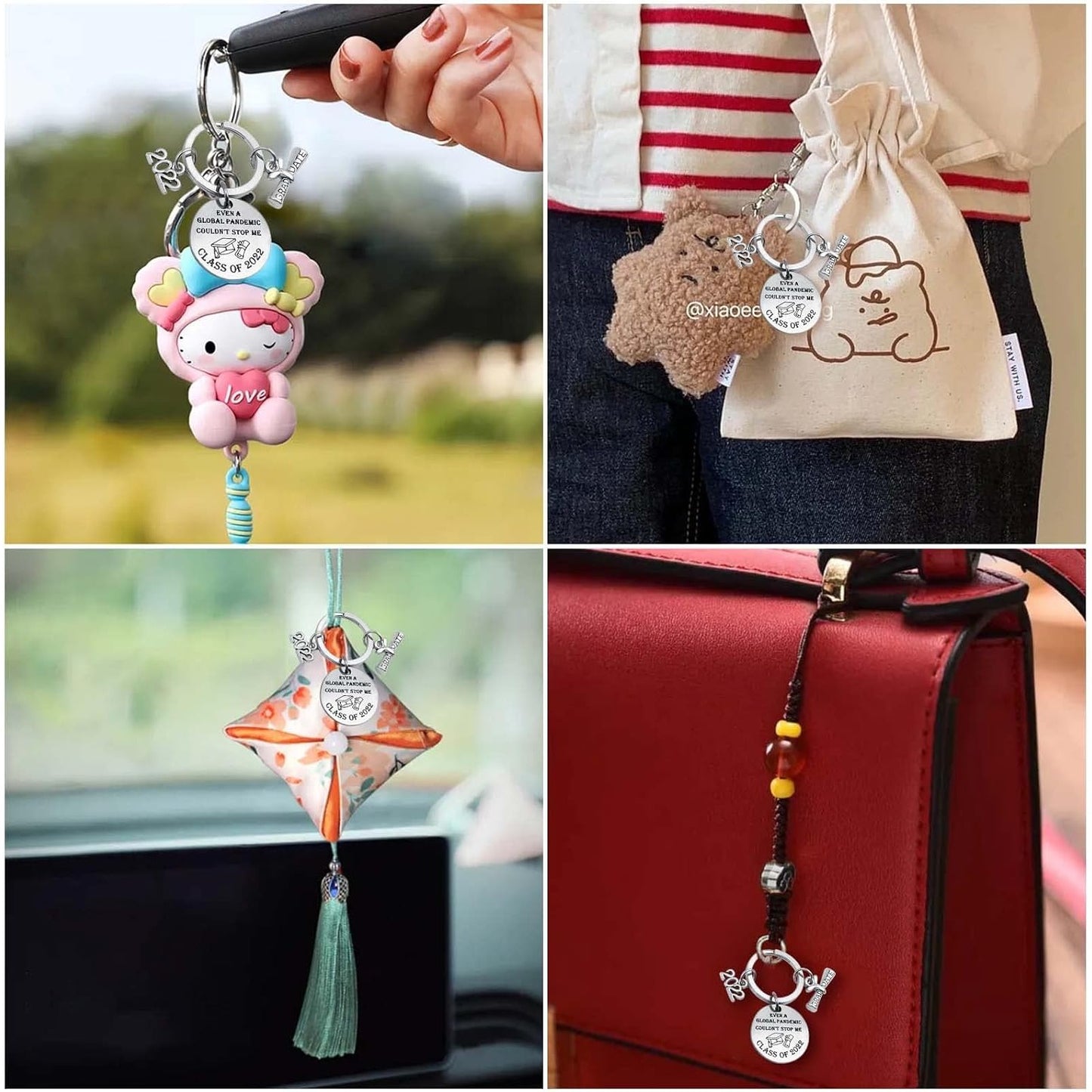 5pcs Stainless Steel Graduation Gifts Keychains for Class of 2022 Inspirational Gift Key Rings for 2022 Graduation Congratulations Birthday Encouragement Gifts, 5 Styles