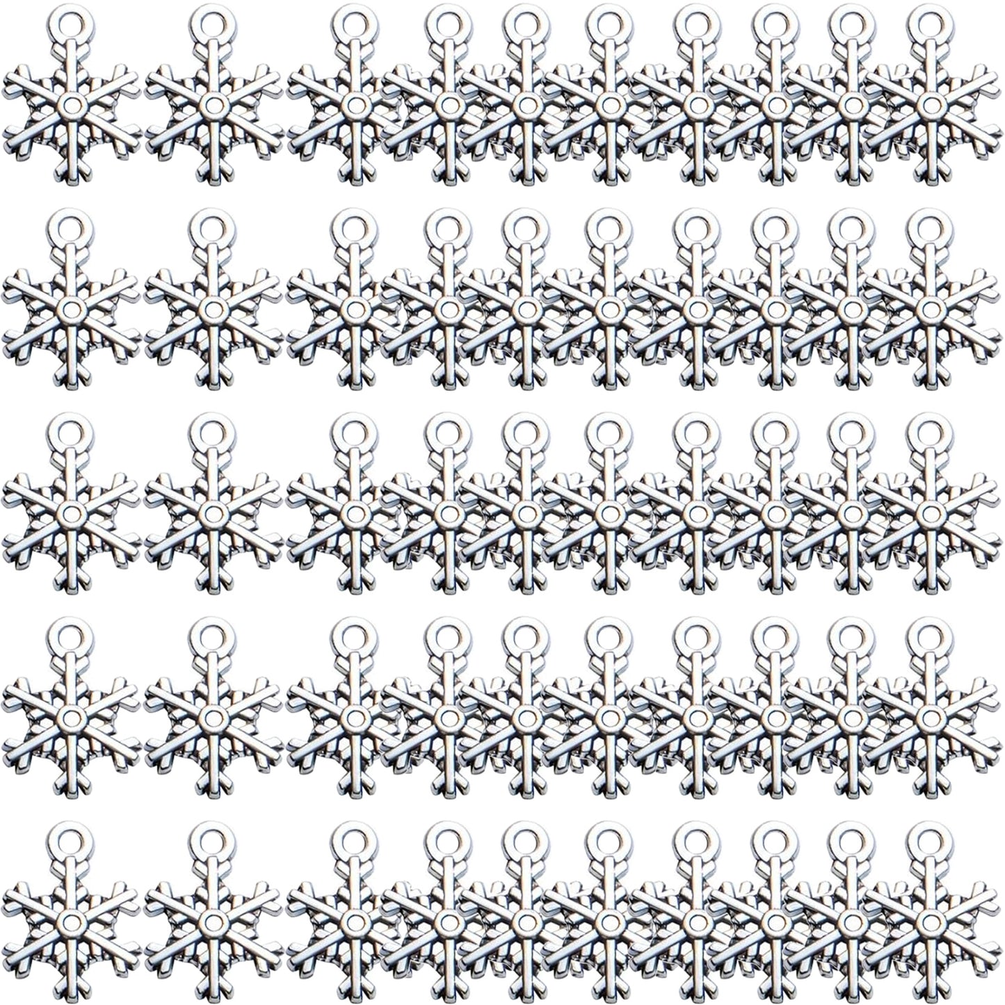 Snowflake Charms,50pcs 18x13mm Snownflake Pendant Charms Mixed Christmas Snowflake Pendants Jewelry Findings Crafting Supplies for DIY Necklace Bracelet Earring,5 Colors