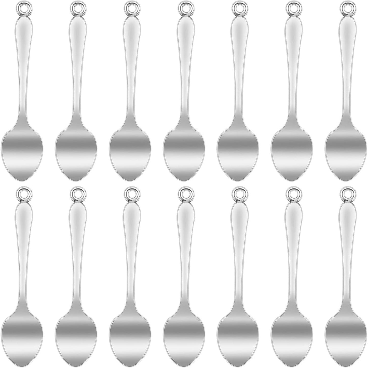 50pcs Antique Silver Spoon Pendant Charms Mini Alloy Kitchen Tableware Charms Micro Scoops Spoon Pendants Jewelry Findings for Necklace Bracelet Keychains Home Kitchen Supplies