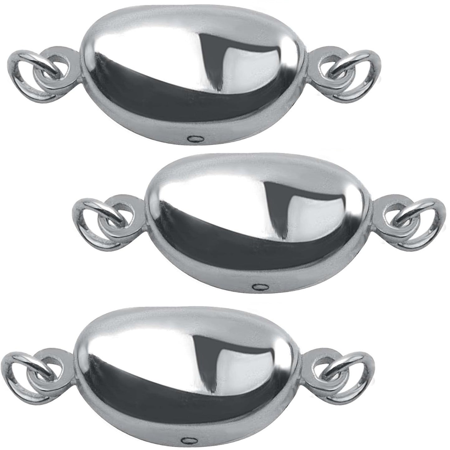 3 Pieces Pearl Locking Necklace Clasps Brass Oval Clasp Converter Closures Connector Chain Extenders for Necklace Bracelet Anklet Jewelry Making, 3 Colors