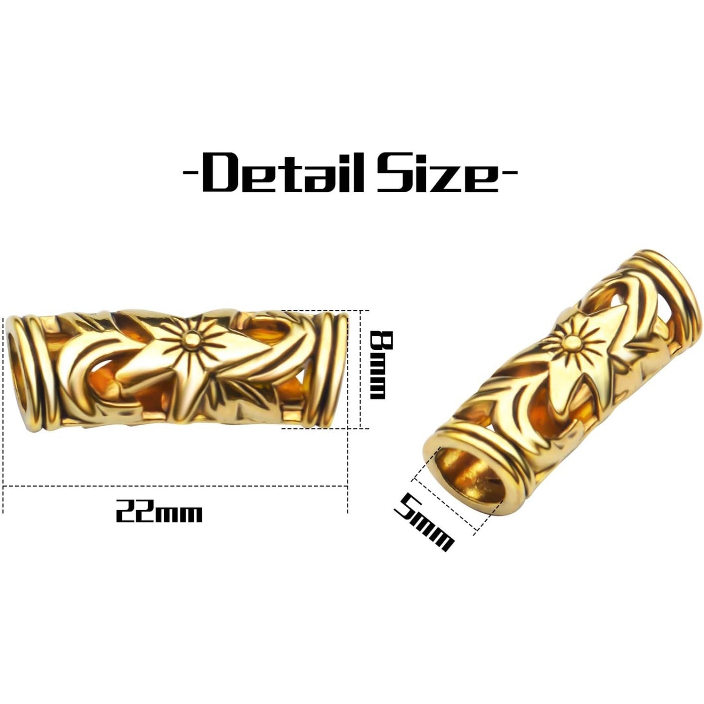 Bail Beads, 50pcs Curved Tube Spacer Beads - Antique Alloy, Golden, 22 x 8 mm, Hole: 5mm