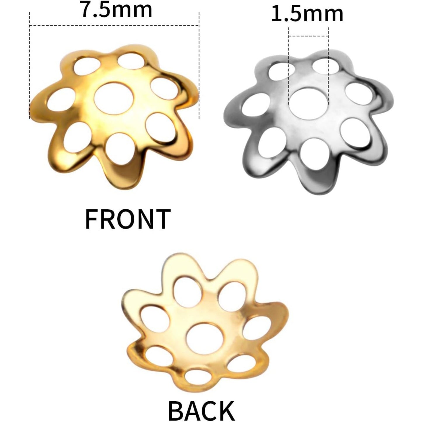 1000pcs 7.5mm Flower Bead Caps Metal Filigree Spacers Bali Style Jewelry Findings Accessories for Bracelet Necklace Jewelry Making