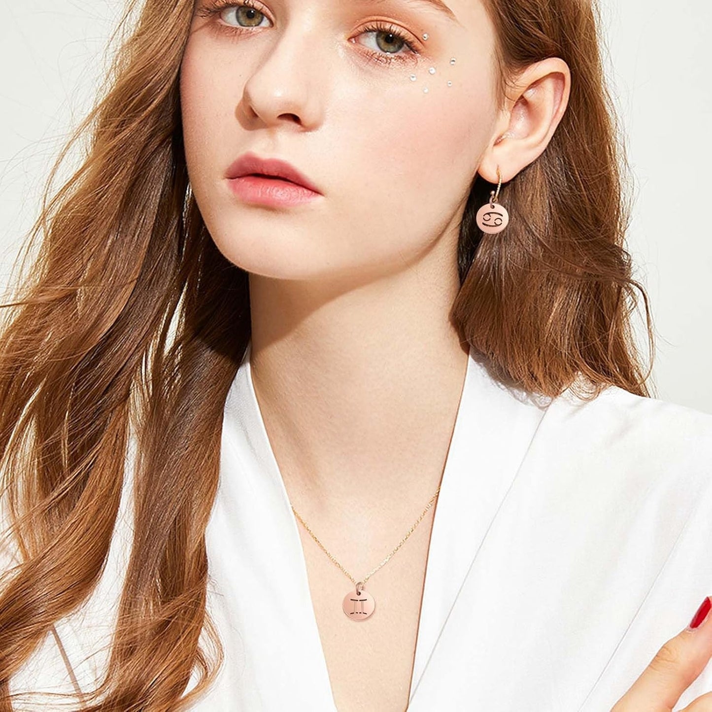 12pcs Stainless Steel Flat Round 12 Constellations Charms Hypoallergenic Zodiac Sign Pendants with Rings for DIY Necklaces Earrings Crafts Jewelry Making, Rose Golden