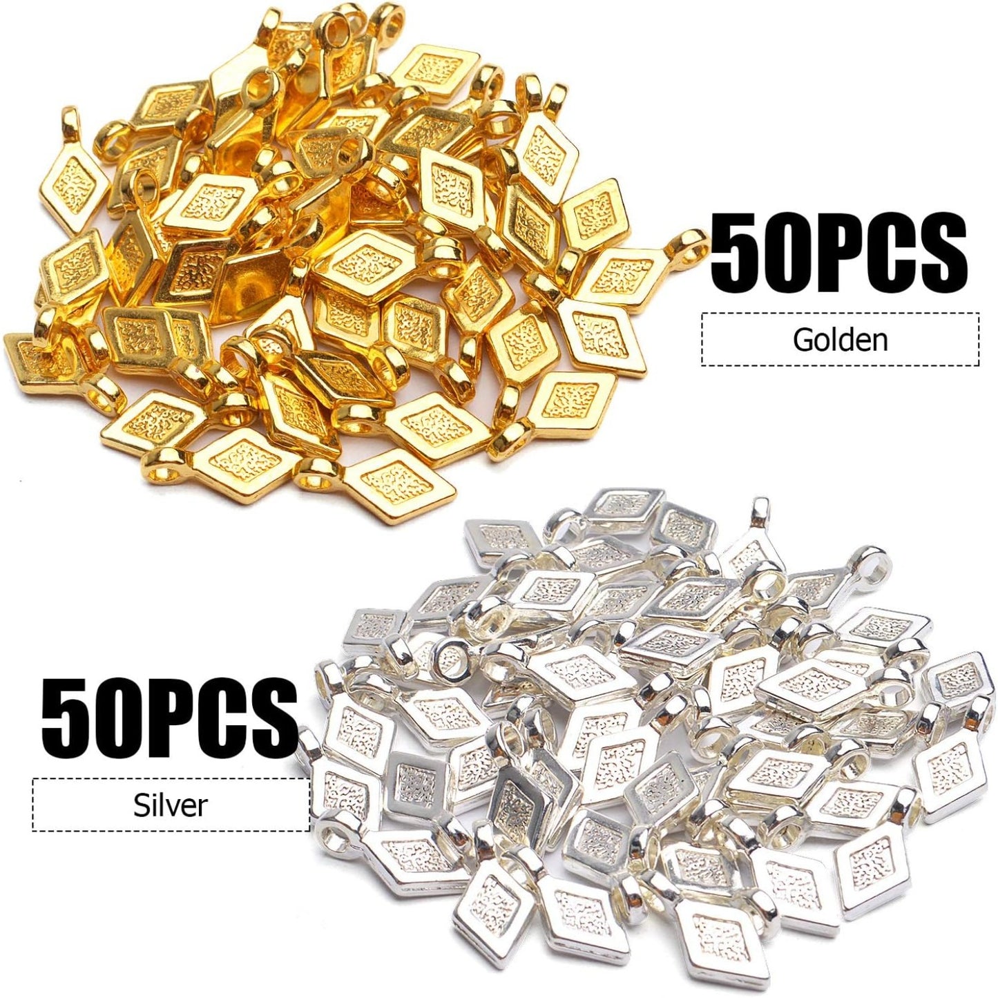 100pcs Metal Miniature Pendant Bails, Golden & Silver, 16x8mm, Hyperallergic, Tarnish Resistant, Ideal for Jewelry Making, Craft DIY Projects