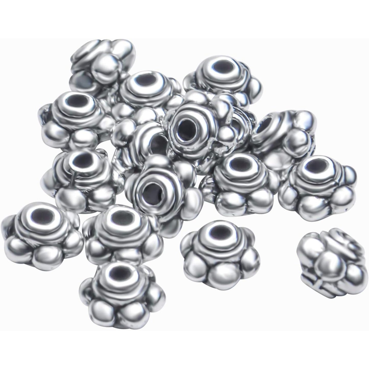 200pcs Antiqued Silver Spacer Beads Tibetan Round Spacer Bead Charms Jewelry Spacers for Bracelet Necklace Crafts Supplies,5×4mm