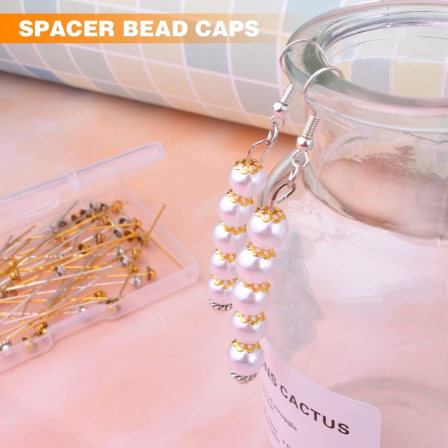 2400pcs Filigree Flower Beads Caps Metal Spacer Beads Caps Hollow Cone End Caps Jewelry Making Accessories for DIY Bracelet Earring Necklace Craft Supplies, 3 Styles, Golden and Silver