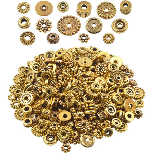 100 Gram(About 170-300pcs) Bali Style Antique Gold Spacer Beads Jewelry Findings Accessories for Jewelry Making Bracelet Necklace