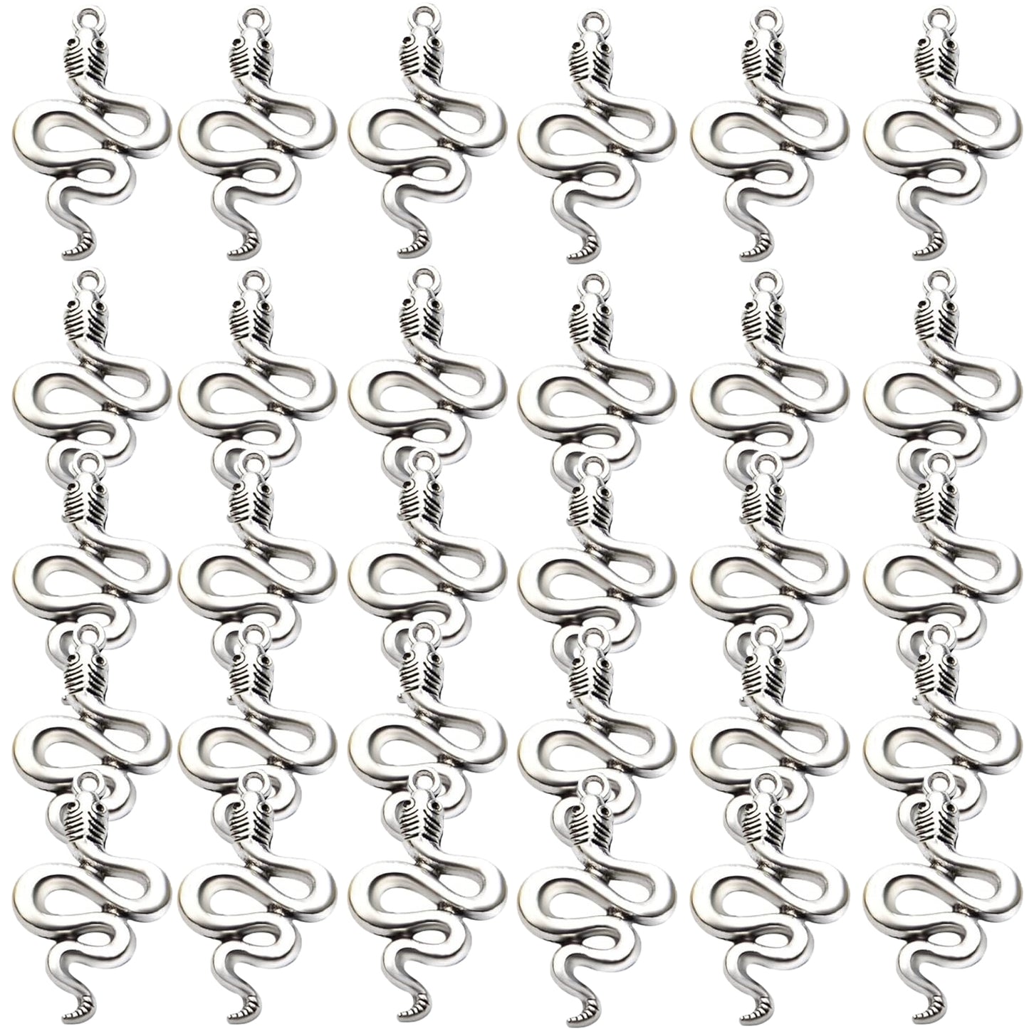 30pcs 5 Colors Snake Charms Pendants Alloy Mixed Styles Snake Serpent Charms Craft Supplies for Halloween DIY Bracelets Necklaces Earrings Jewelry Making