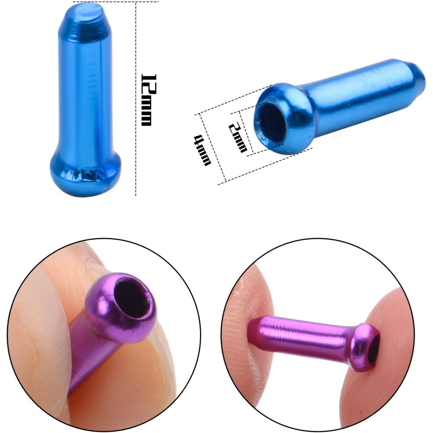 100pcs Cable Ends Caps Cycling Cable End Crimps Bikes Brake Tips Shifter Cable Ends for Road Bike and Mountain Bicycle,Random Color