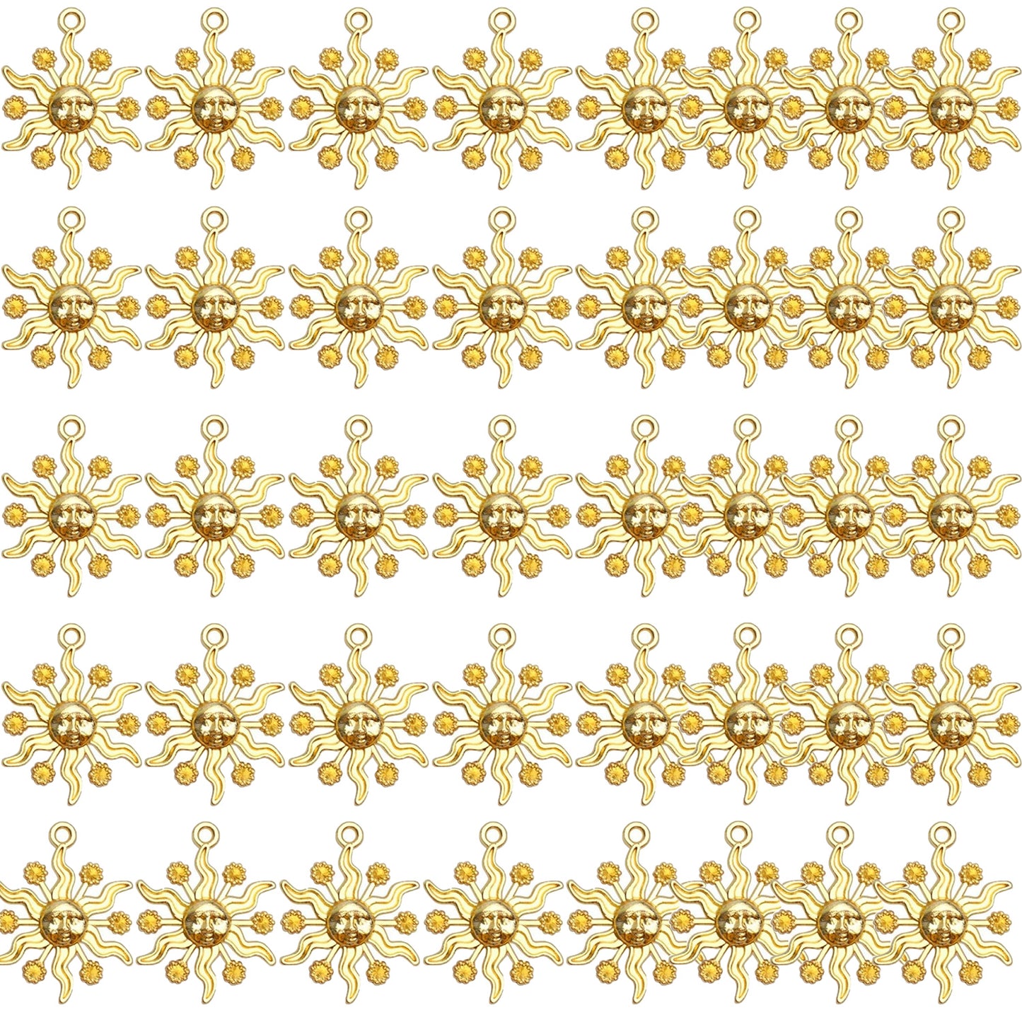 40pcs 23mm Alloy Celestial Sun Charms Tibetan Sun Smile Charm Jewelry Charms Pendants for DIY Earring Necklace Jewelry Findings Making Accessory